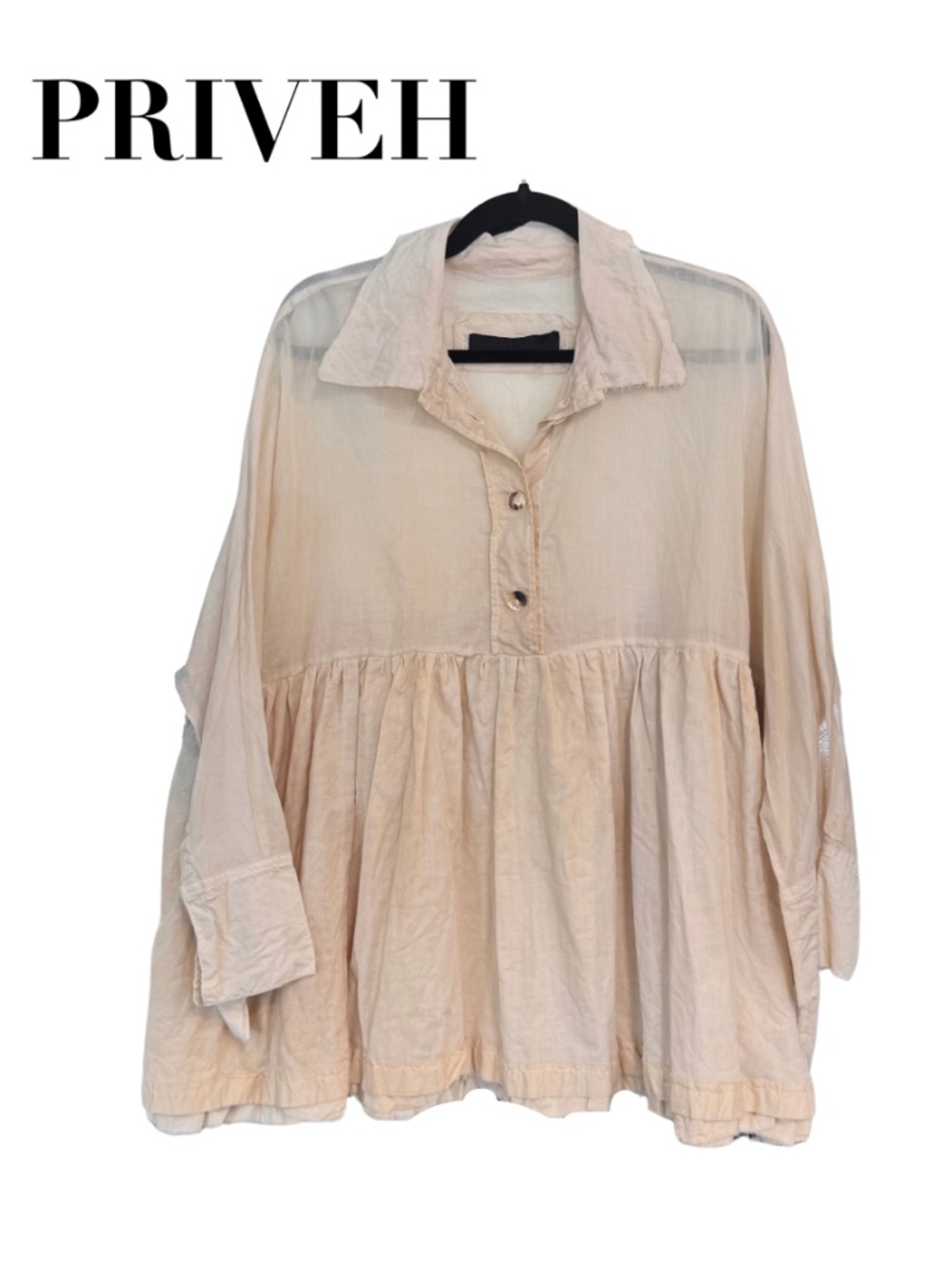 Priveh Half Button Down Blouse